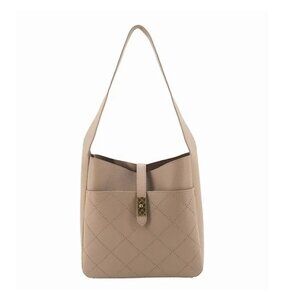 LIKE DREAMS/ GROSSI Around The City vegan leather work tote shoulder bag -Beige